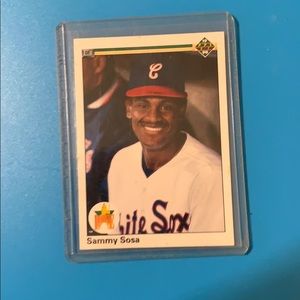 A 1990 Upper Deck Sammy Sosa rookie card